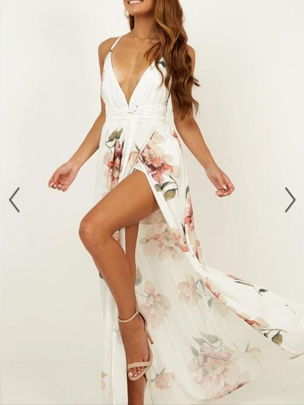 Showpo Shine Through Floral Plunge Maxi Dress with High Slit NWT Medium - Picture 6 of 10